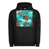 Pigment Black Mama Bear Hunting Fish With Leopard Seamless Pattern Urban Hoodie - BundleAndBundleShop