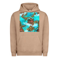 Pigment Burro Mama Bear Hunting Fish With Leopard Seamless Pattern Urban Hoodie - BundleAndBundleShop