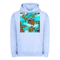 Pigment Grape Ice Mama Bear Hunting Fish With Leopard Seamless Pattern Urban Hoodie - BundleAndBundleShop