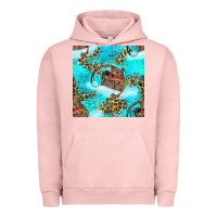 Pigment Salmon Mama Bear Hunting Fish With Leopard Seamless Pattern Urban Hoodie - BundleAndBundleShop