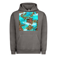 Pigment Tornado Mama Bear Hunting Fish With Leopard Seamless Pattern Urban Hoodie - BundleAndBundleShop