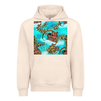 Sandshell Mama Bear Hunting Fish With Leopard Seamless Pattern Urban Hoodie - BundleAndBundleShop