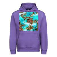 Tulip Mama Bear Hunting Fish With Leopard Seamless Pattern Urban Hoodie - BundleAndBundleShop