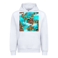 White Mama Bear Hunting Fish With Leopard Seamless Pattern Urban Hoodie - BundleAndBundleShop