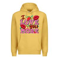 Antique Gold i love you more with lips and strawberry Premium Hoodie - AdoDesignShop
