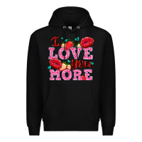 Black i love you more with lips and strawberry Premium Hoodie - AdoDesignShop