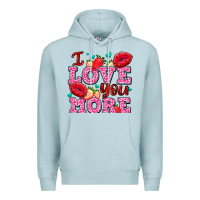 Blue Mist i love you more with lips and strawberry Premium Hoodie - AdoDesignShop