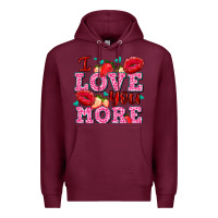 Burgundy i love you more with lips and strawberry Premium Hoodie - AdoDesignShop