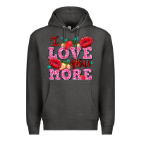 Charcoal Heather i love you more with lips and strawberry Premium Hoodie - AdoDesignShop