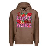 Chestnut i love you more with lips and strawberry Premium Hoodie - AdoDesignShop