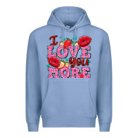 Colony Blue i love you more with lips and strawberry Premium Hoodie - AdoDesignShop
