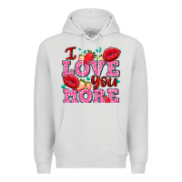 Dove Grey i love you more with lips and strawberry Premium Hoodie - AdoDesignShop