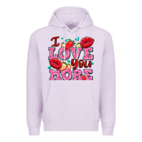 Lilac i love you more with lips and strawberry Premium Hoodie - AdoDesignShop