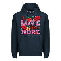 Navy i love you more with lips and strawberry Premium Hoodie - AdoDesignShop