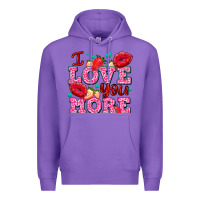 Purple i love you more with lips and strawberry Premium Hoodie - AdoDesignShop