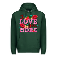 Sports Green i love you more with lips and strawberry Premium Hoodie - AdoDesignShop