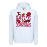 White i love you more with lips and strawberry Premium Hoodie - AdoDesignShop