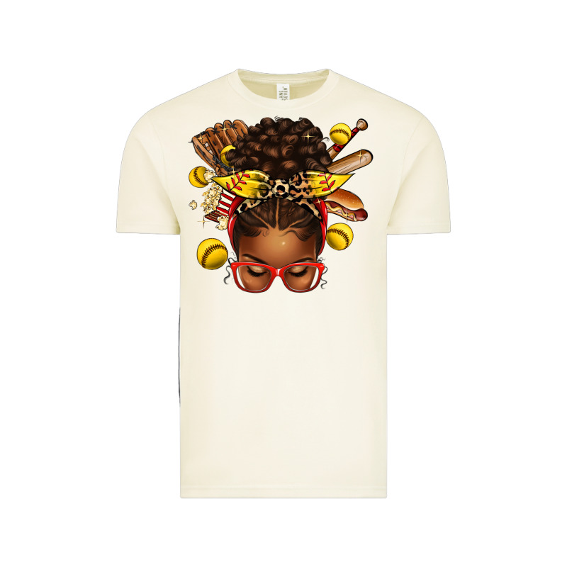 Softball Afro Messy Bun Vintage Tee by texasbilliewilder | Teevron