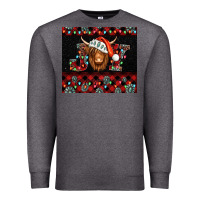 Charcoal Heather joy shaggy cow christmas Premium Sweatshirt - Jasminsmagicworld