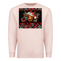 Pale Pink joy shaggy cow christmas Premium Sweatshirt - Jasminsmagicworld