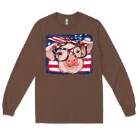 Chestnut american flag pig Long Sleeve Tee - RanaPortraitStore