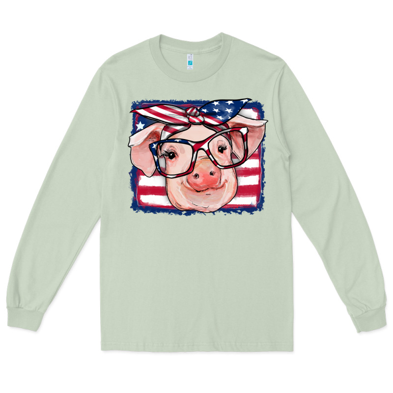 American Flag Pig Long Sleeve Tee by RanaPortraitStore | Teevron