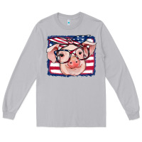 Moon Dust american flag pig Long Sleeve Tee - RanaPortraitStore