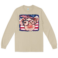 Mushroom american flag pig Long Sleeve Tee - RanaPortraitStore