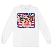 White american flag pig Long Sleeve Tee - RanaPortraitStore