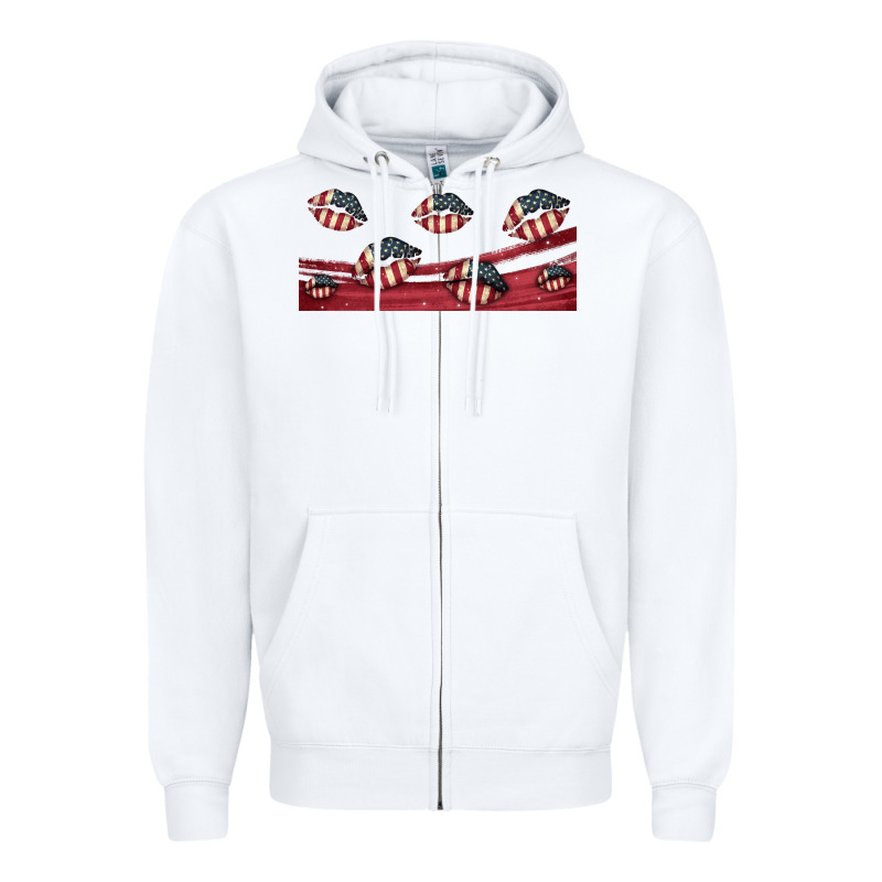 American Flag Lips 16oz Libbey Cup Zipper Hoodie by HRA Design Shop | Teevron