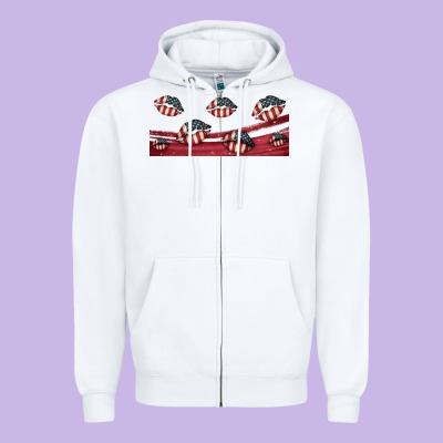 American Flag Lips 16oz Libbey Cup Zipper Hoodie Designed By Hra Design Shop