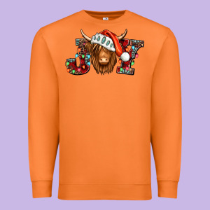 Joy Christmas Shaggy Cow Premium Sweatshirt Designed By Jasminsmagicworld