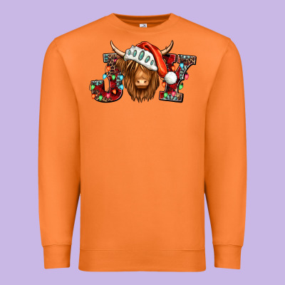 Joy Christmas Shaggy Cow Premium Sweatshirt Designed By Jasminsmagicworld