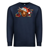 Navy joy christmas shaggy cow Premium Sweatshirt - Jasminsmagicworld