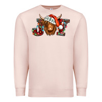 Pale Pink joy christmas shaggy cow Premium Sweatshirt - Jasminsmagicworld