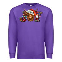 Purple joy christmas shaggy cow Premium Sweatshirt - Jasminsmagicworld
