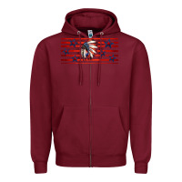 Burgundy patriotic native american headdress 16oz libbey cup Zipper Hoodie - HRA Design Shop