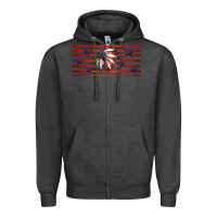Charcoal Heather patriotic native american headdress 16oz libbey cup Zipper Hoodie - HRA Design Shop