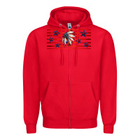 Red patriotic native american headdress 16oz libbey cup Zipper Hoodie - HRA Design Shop