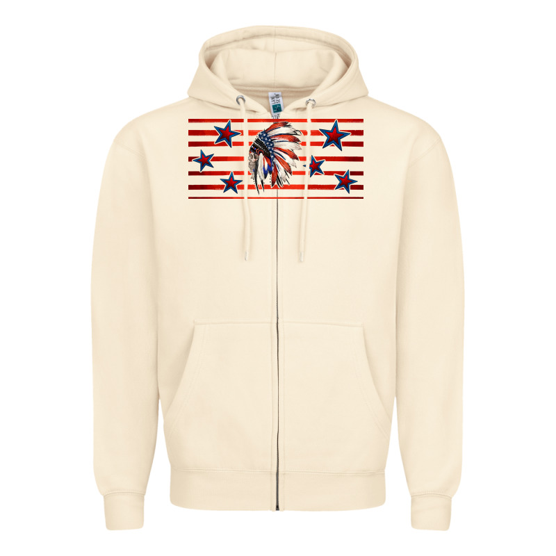 Patriotic Native American Headdress 16oz Libbey Cup Zipper Hoodie by HRA Design Shop | Teevron