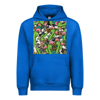 Cobalt Western Cactus And Turquoise Gemstone With Leopard And Cowhide Seamles Urban Hoodie - BundleAndBundleShop