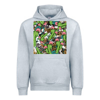 Heather Grey Western Cactus And Turquoise Gemstone With Leopard And Cowhide Seamles Urban Hoodie - BundleAndBundleShop