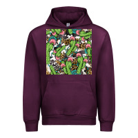 Mauve Wine Western Cactus And Turquoise Gemstone With Leopard And Cowhide Seamles Urban Hoodie - BundleAndBundleShop