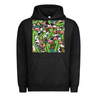 Pigment Black Western Cactus And Turquoise Gemstone With Leopard And Cowhide Seamles Urban Hoodie - BundleAndBundleShop