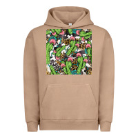 Pigment Burro Western Cactus And Turquoise Gemstone With Leopard And Cowhide Seamles Urban Hoodie - BundleAndBundleShop