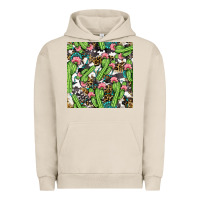 Pigment French Oak Western Cactus And Turquoise Gemstone With Leopard And Cowhide Seamles Urban Hoodie - BundleAndBundleShop