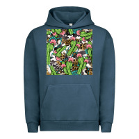 Pigment Midnight Navy Western Cactus And Turquoise Gemstone With Leopard And Cowhide Seamles Urban Hoodie - BundleAndBundleShop