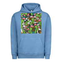 Pigment Pebble Blue Western Cactus And Turquoise Gemstone With Leopard And Cowhide Seamles Urban Hoodie - BundleAndBundleShop