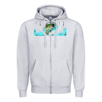 Heather Grey jumping bass fishing 16oz libbey cup Zipper Hoodie - HRA Design Shop