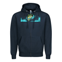 Navy jumping bass fishing 16oz libbey cup Zipper Hoodie - HRA Design Shop